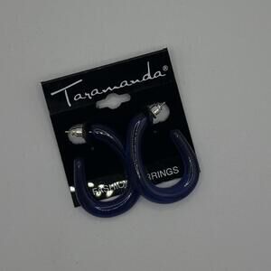 Taramanda Chunky Acrylic Hoop Earrings – Bold Blue Half Hoops